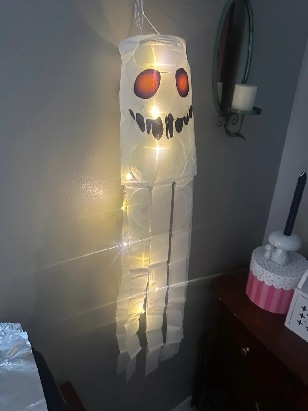 White Hanging Ghost Kids Costume Decoration with Lights